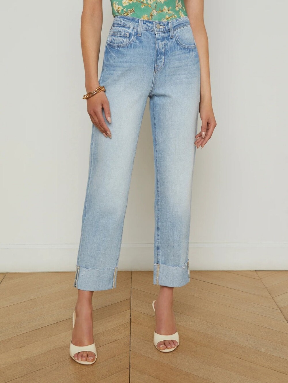 L’AGENCE Maribel High Rise Straight Cuff Jeans In Fontana Wash Size 30